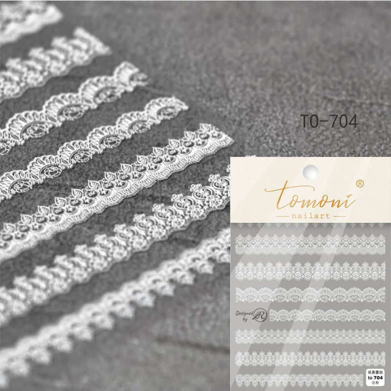 Lace Embossed Sticker Black And White Decal Nail Enhancement