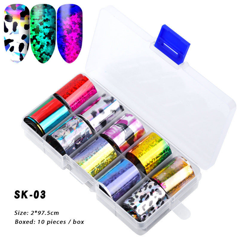 10 Boxes Of Holographic Nail Stickers AB Color Nail Art
