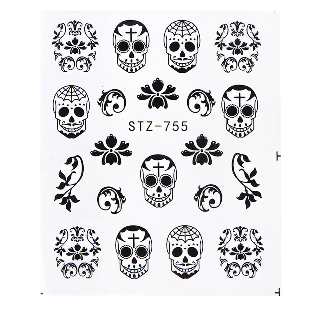 Halloween Theme Skull And Devil Water Transfer Nail Stickers