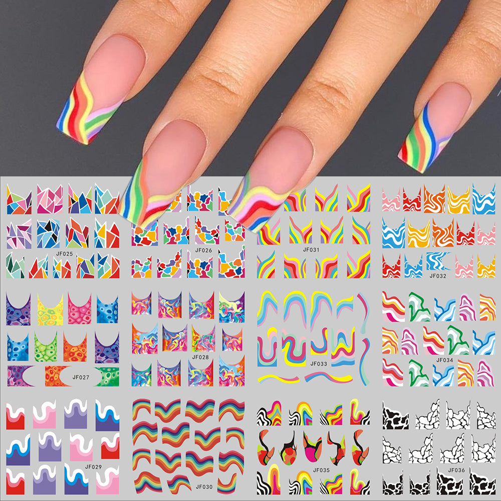 New European And American Feng Shui Print Line Flower Nail Stickers