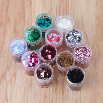 Hexagonal glitter, 12 colors mixed with high quality glitter