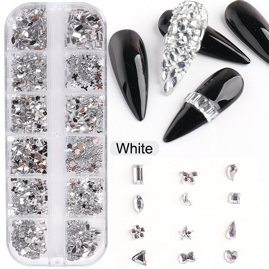 12 Grid Love Star Resin Shaped Glass Drill Nail Stickers