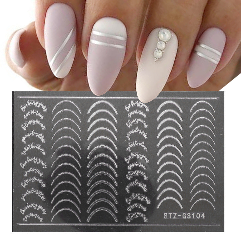 Gold And Silver French Metal Line Nail Stickers