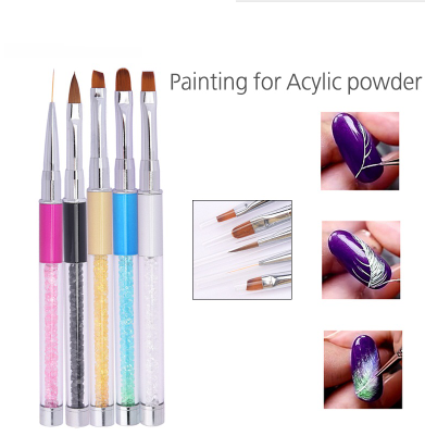 Manicure tool crystal engraved phototherapy pen Painted drawing line gradient point flower pen