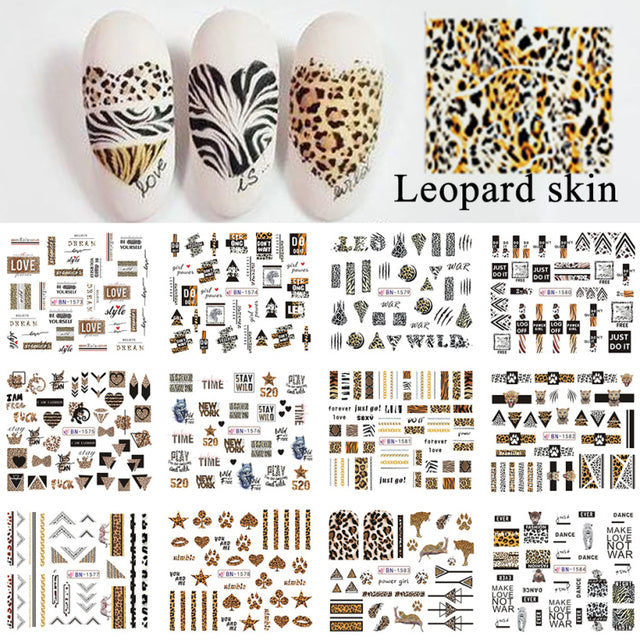 12pcs Cute Christmas Nail Stickers Cartoon Animal Design Pen