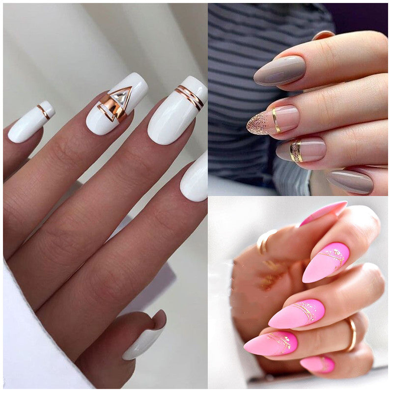 French Rose Gold Striping Tape Nail Design Stripe Lines Geom