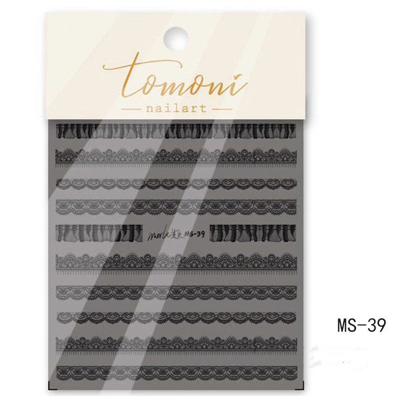 Lace Embossed Sticker Black And White Decal Nail Enhancement