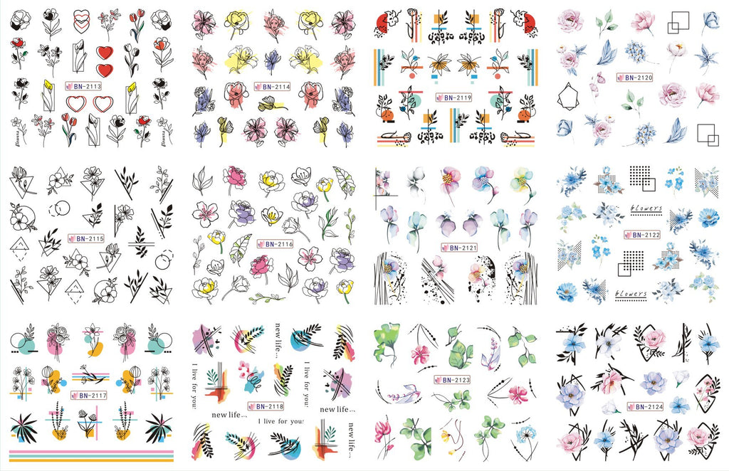 Nail Art Large Watermark Stickers Beach Tropical Rainforest Love Abstract Stickers Wholesale BN1957-2376