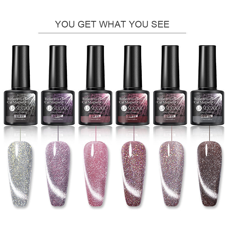 Laser Cat Eye Gel Nail Polish Manicure Crystal Diamond In The Debris Cat Eye Gel Polish