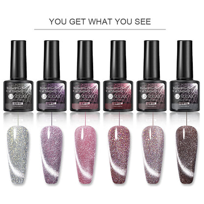 Laser Cat Eye Gel Nail Polish Manicure Crystal Diamond In The Debris Cat Eye Gel Polish