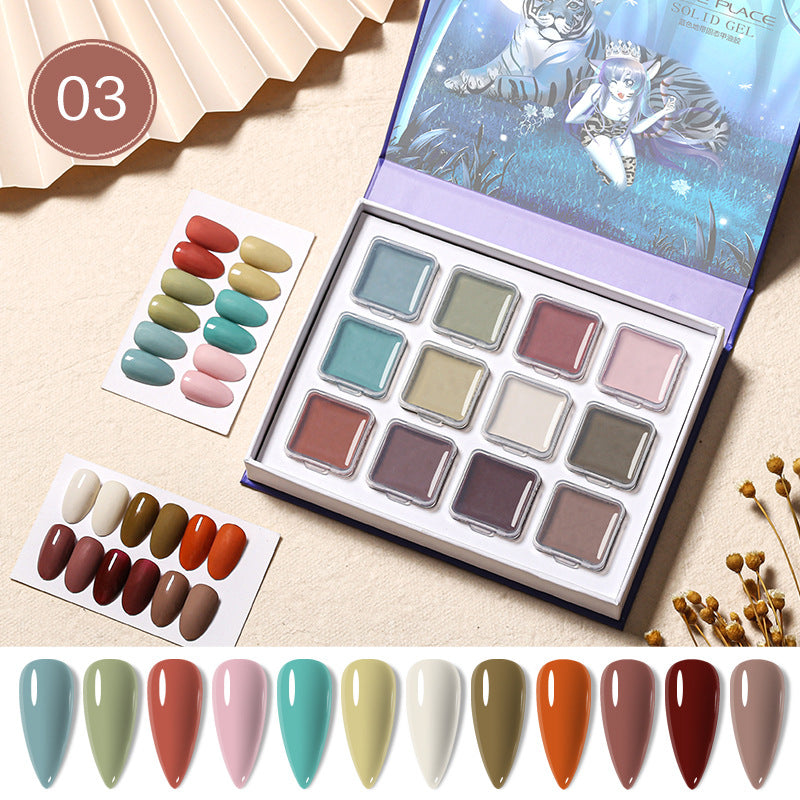 12Color Japanese Style Phototherapy Nail Solid Glue Dustproof