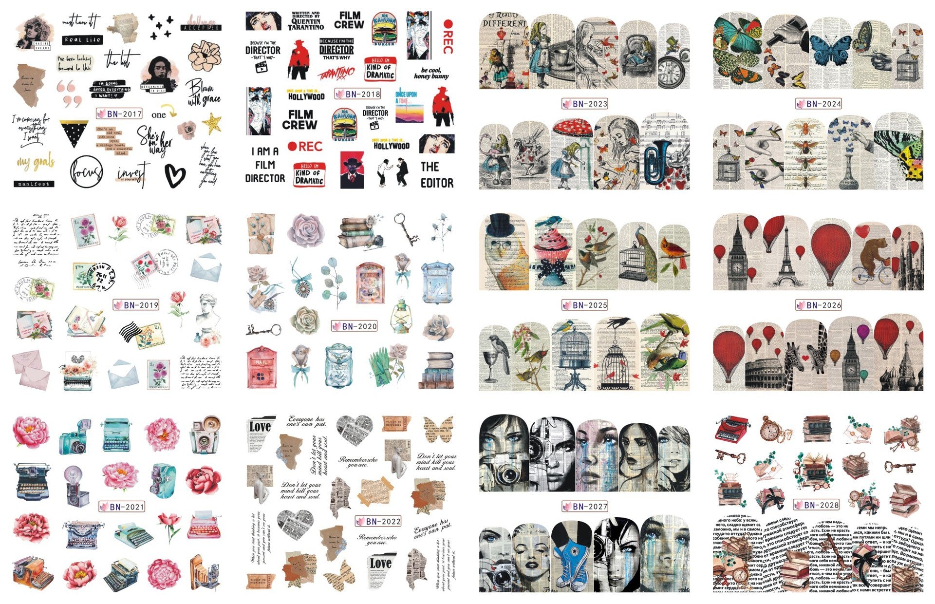 Nail Art Large Watermark Stickers Beach Tropical Rainforest Love Abstract Stickers Wholesale BN1957-2376