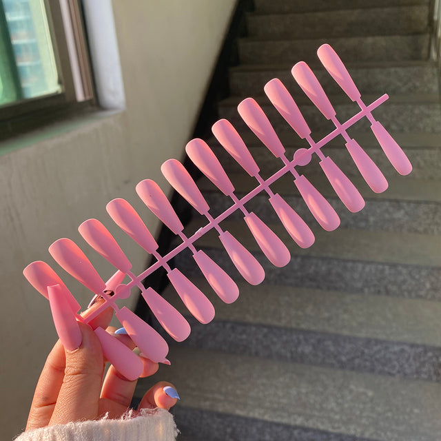 24pcs Mix Colors Matte Super Ong Coffin False Nail Ballet