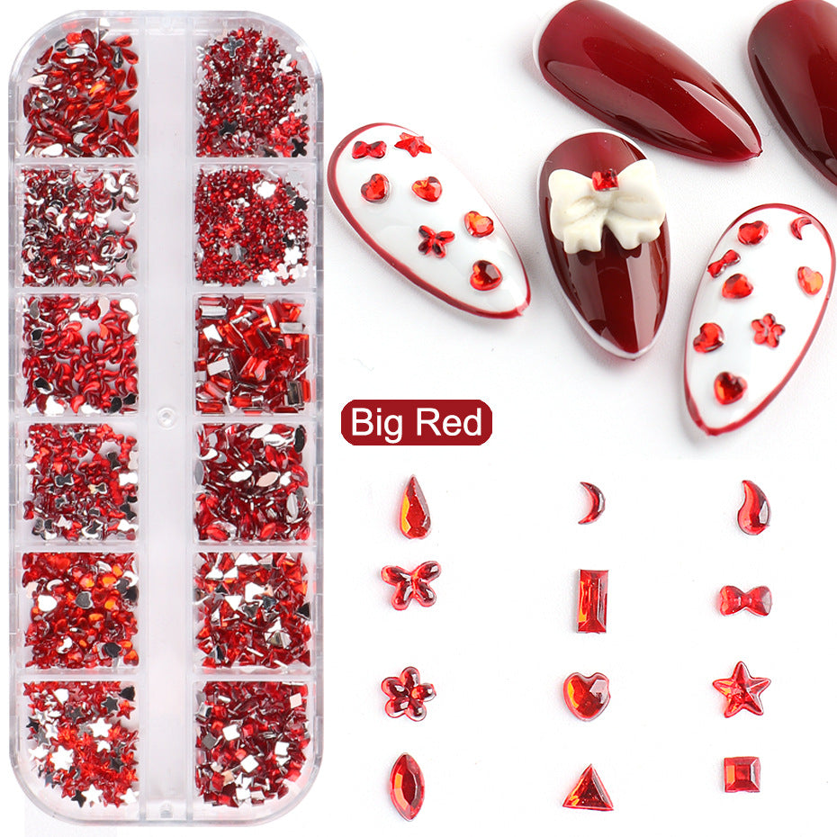 12 Grid Love Star Resin Shaped Glass Drill Nail Stickers