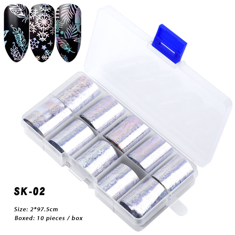10 Boxes Of Holographic Nail Stickers AB Color Nail Art