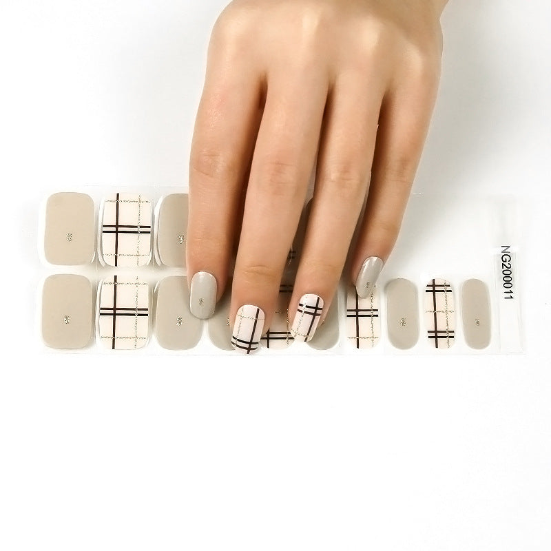 Korean Semi Cured Nail Stickers That Can Be Attached To Nail Polish Glue