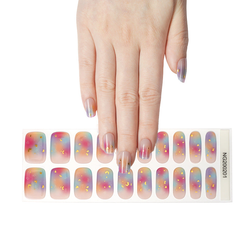 Gel Nail Stickers 20 Finger Phototherapy Light UV Polish Nail Sticker Half Baked Nail Stickers