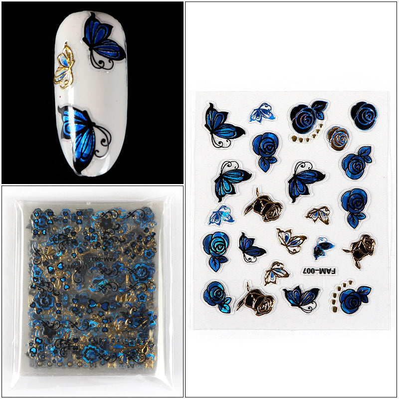 3D Three-dimensional Manicure Bronzing Sticker Butterfly Flower