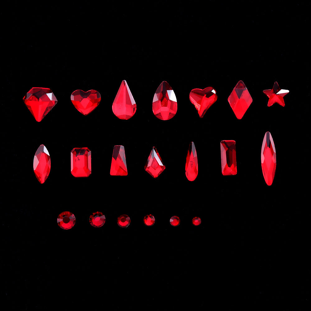 21 Grid Box Nail Enhancement Flat Bottom Glass Rhinestone Jewelry Set