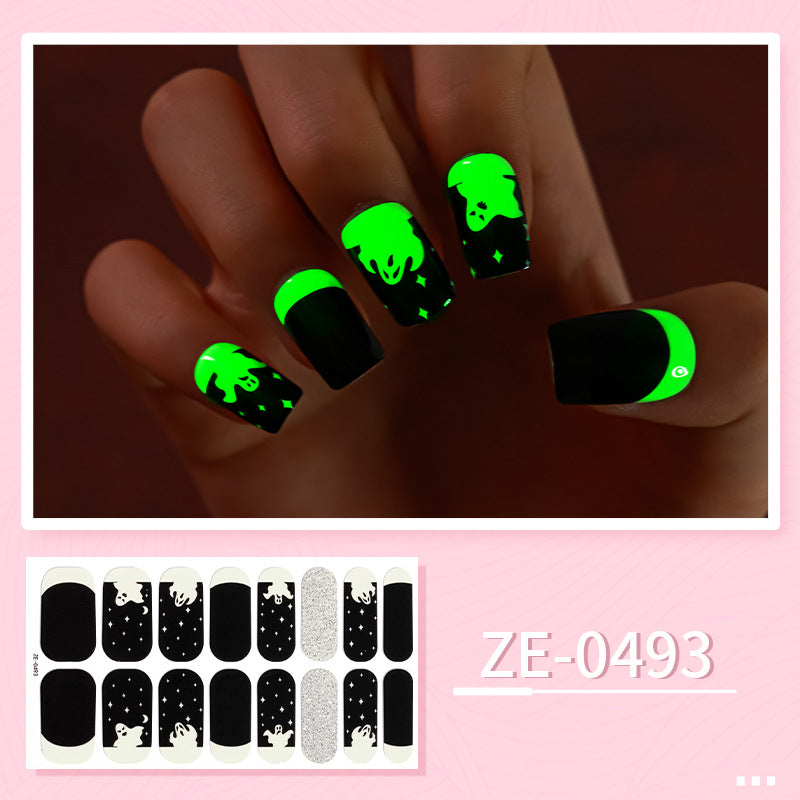 Apply Oil Film Fluorescent Nail Enhancement Sticker Glow At Night