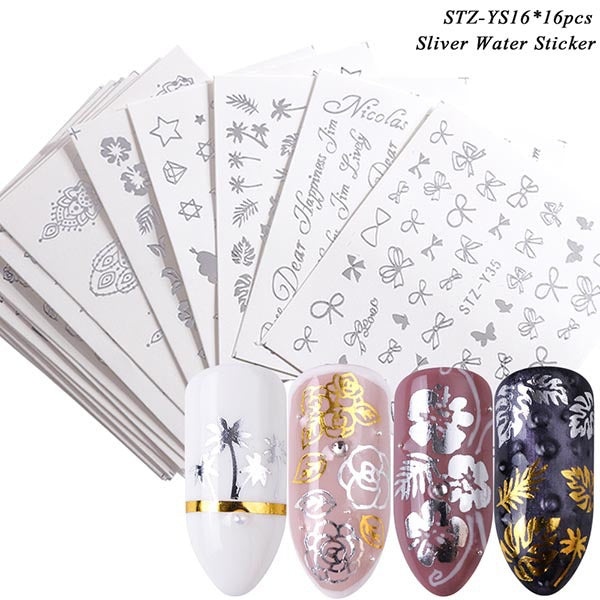 Black And White Lace Flower Nail Art Sticker Set
