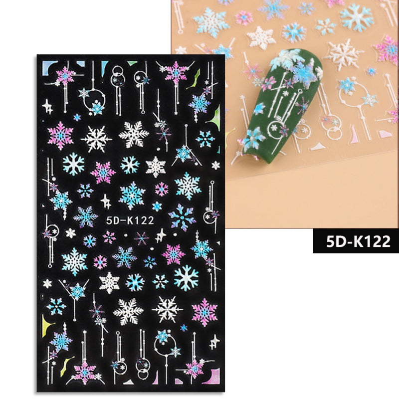 5D Relief Nail Stickers European And American Style Christmas Snowflake