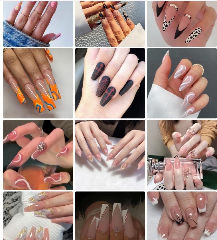 Foreign Trade Hot Selling Ceramic White Line Spot Drill Hand-worn Nail Fake Nail Patch Nail Tips Finished Product Wholesale