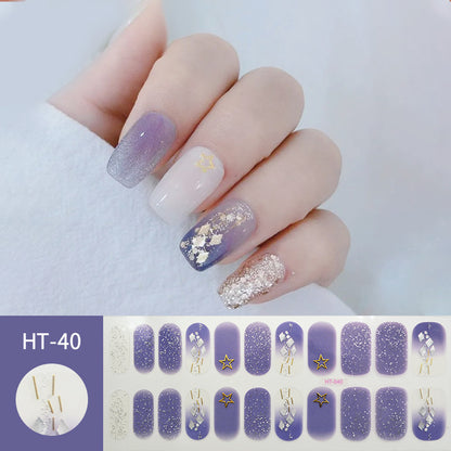 Hot Gold Star Moon Laser Nail Sticker