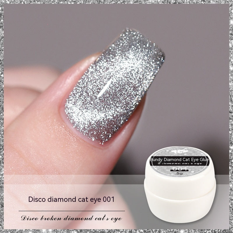 Reflective Diamond In The Debris Glue Cat Eye Gel Polish Nail Art