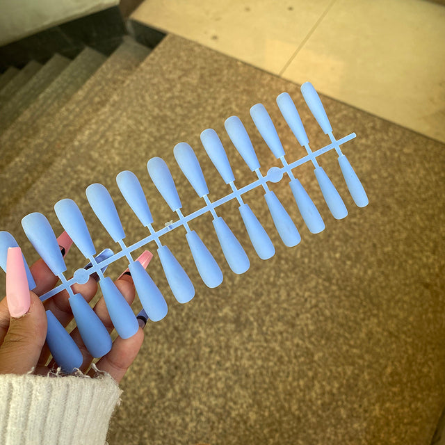 24pcs Mix Colors Matte Super Ong Coffin False Nail Ballet