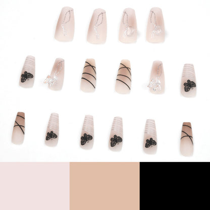 Gradient Black Line Butterfly Swoosh Wearable Nail