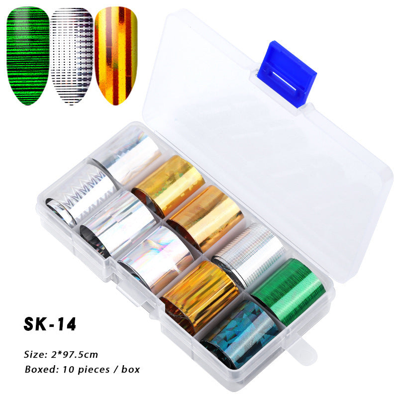 10 Boxes Of Holographic Nail Stickers AB Color Nail Art