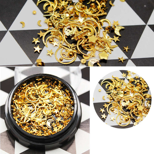 Japanese Alloy Hollow Star And Moon Nail Jewelry Diamond Box Sequins