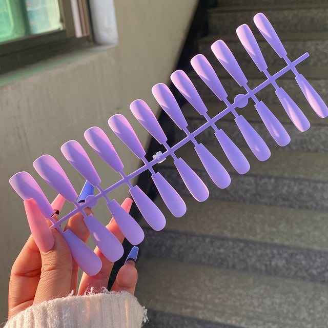 24pcs Mix Colors Matte Super Ong Coffin False Nail Ballet