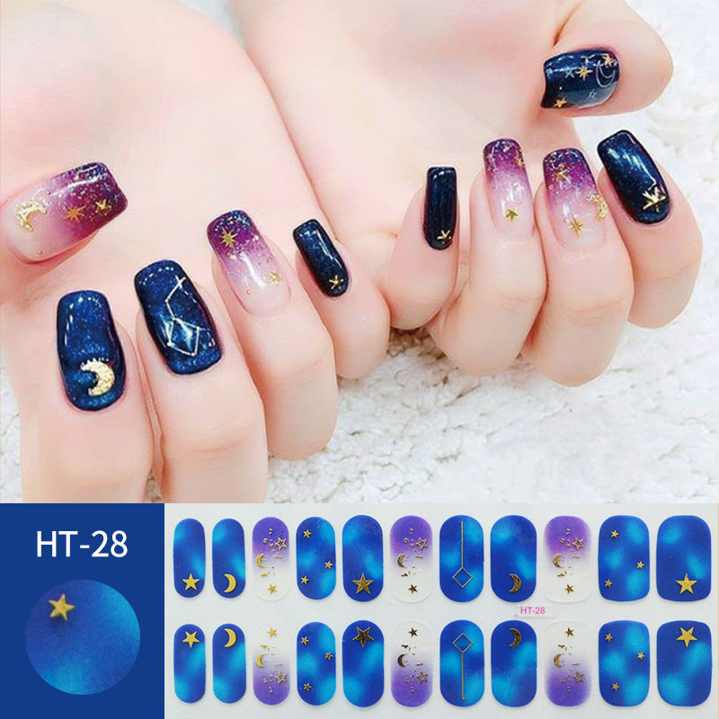 Hot Gold Star Moon Laser Nail Sticker