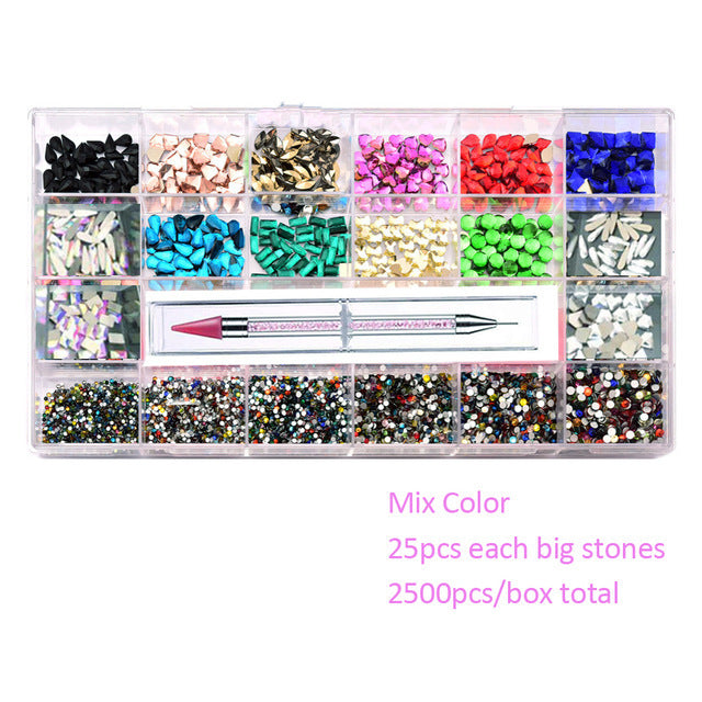21 Grid Manicure Jewelry Boxed Glass Special-shaped Belt Diamond Pen