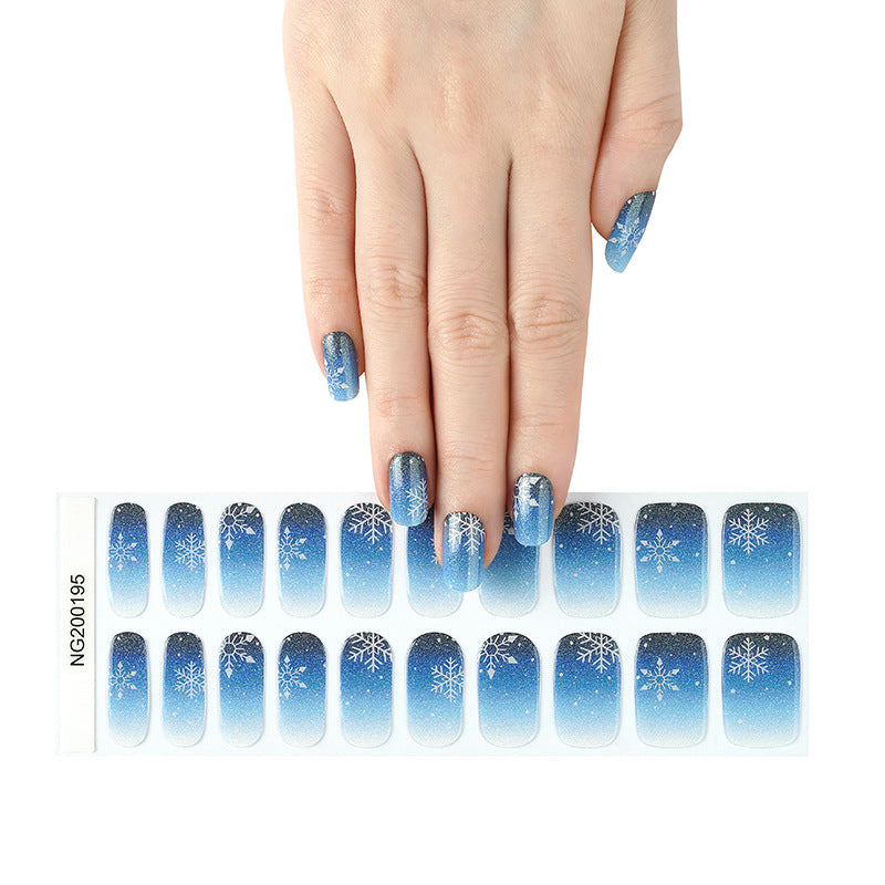 Gel Nail Stickers 20 Finger Phototherapy Light UV Polish Nail Sticker Half Baked Nail Stickers