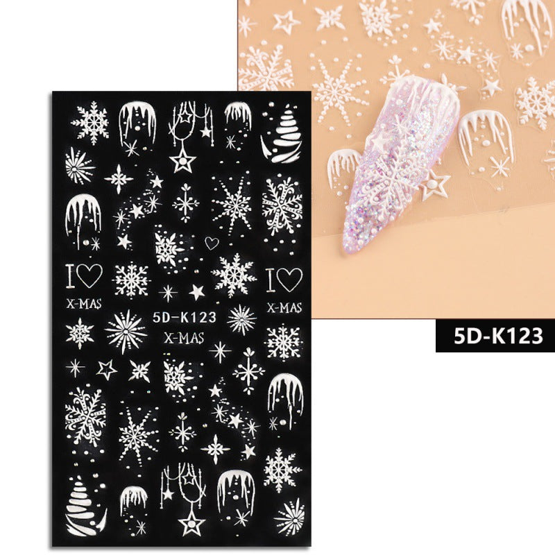 5D Relief Nail Stickers European And American Style Christmas Snowflake