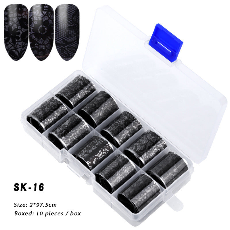 10 Boxes Of Holographic Nail Stickers AB Color Nail Art