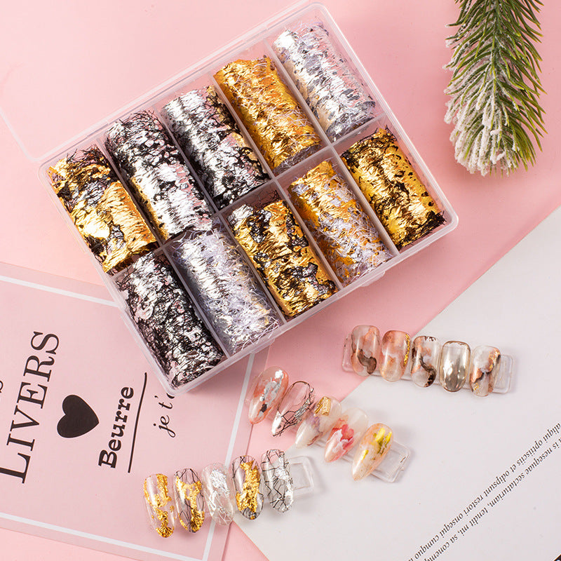 Nail Sally Net Starry Sky Paper Ins Wind Japanese Nail Art Gold Foil Fragments Sally Net Starry Sky Paper