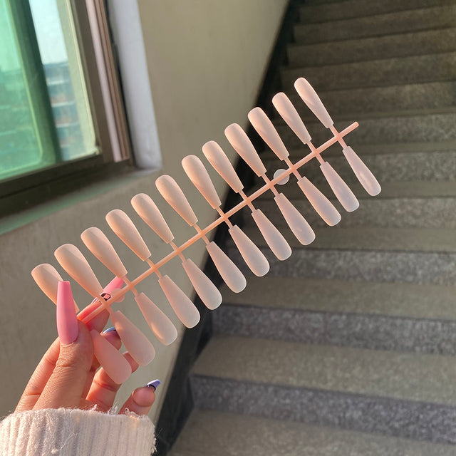 24pcs Mix Colors Matte Super Ong Coffin False Nail Ballet