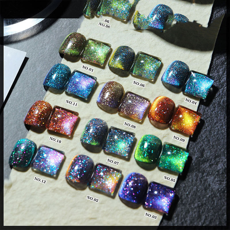 Aurora Mystical Galaxy Cat-Eye Shiny Nail Gel Polish