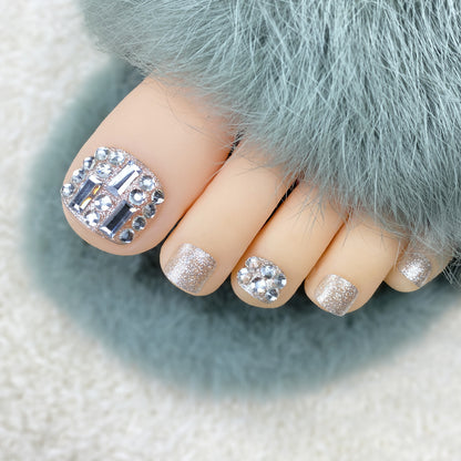 Silver Full Rhinestone Nail Strips