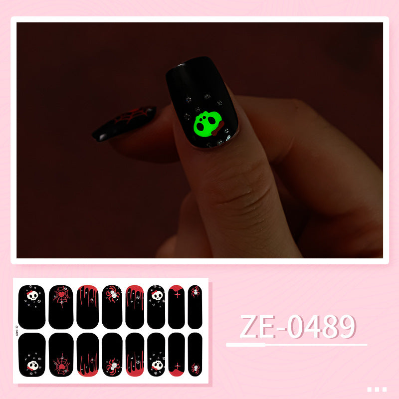 Apply Oil Film Fluorescent Nail Enhancement Sticker Glow At Night