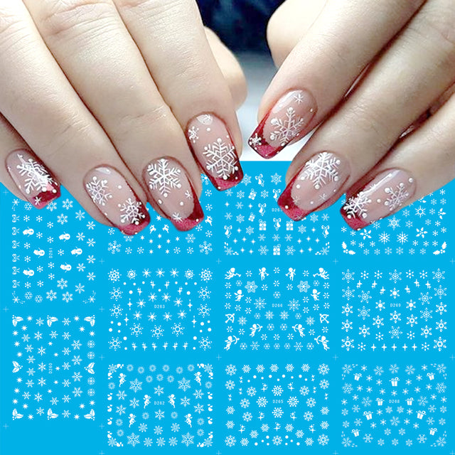 12pcs Cute Christmas Nail Stickers Cartoon Animal Design Pen