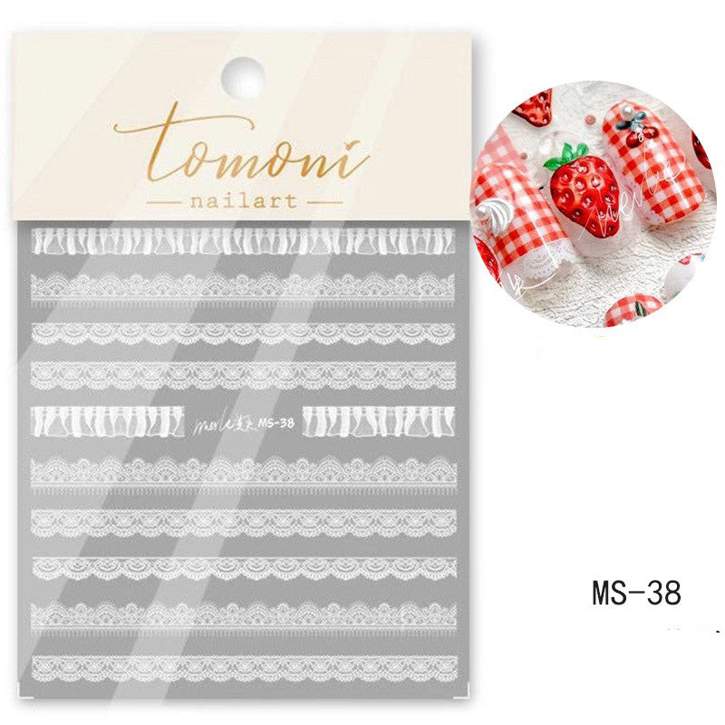 Lace Embossed Sticker Black And White Decal Nail Enhancement