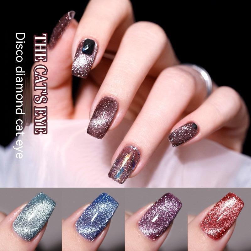 Reflective Diamond In The Debris Glue Cat Eye Gel Polish Nail Art