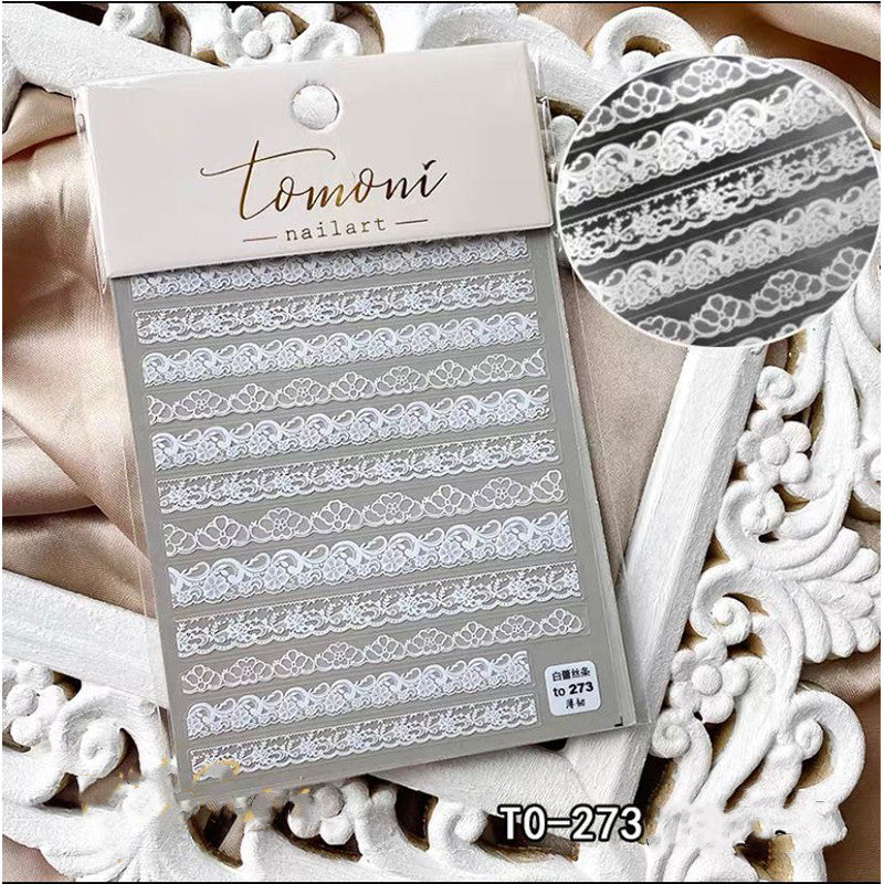 Lace Embossed Sticker Black And White Decal Nail Enhancement