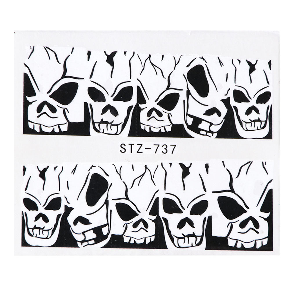 Halloween Theme Skull And Devil Water Transfer Nail Stickers