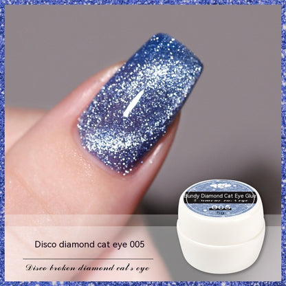 Reflective Diamond In The Debris Glue Cat Eye Gel Polish Nail Art